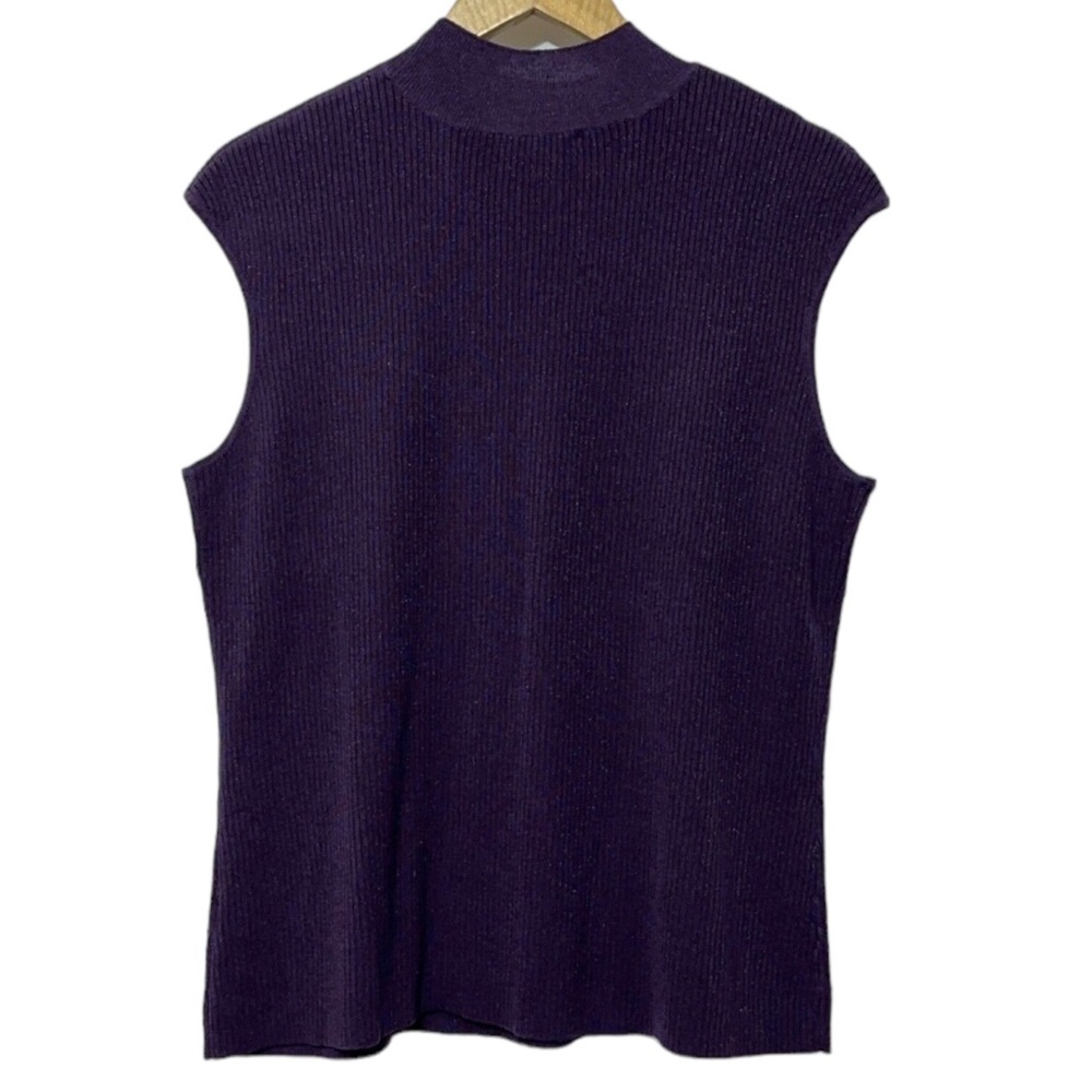Coldwater Creek Womens Silk Blend Metallic Sleeveless Mock Neck Sweater - Picture 4 of 5